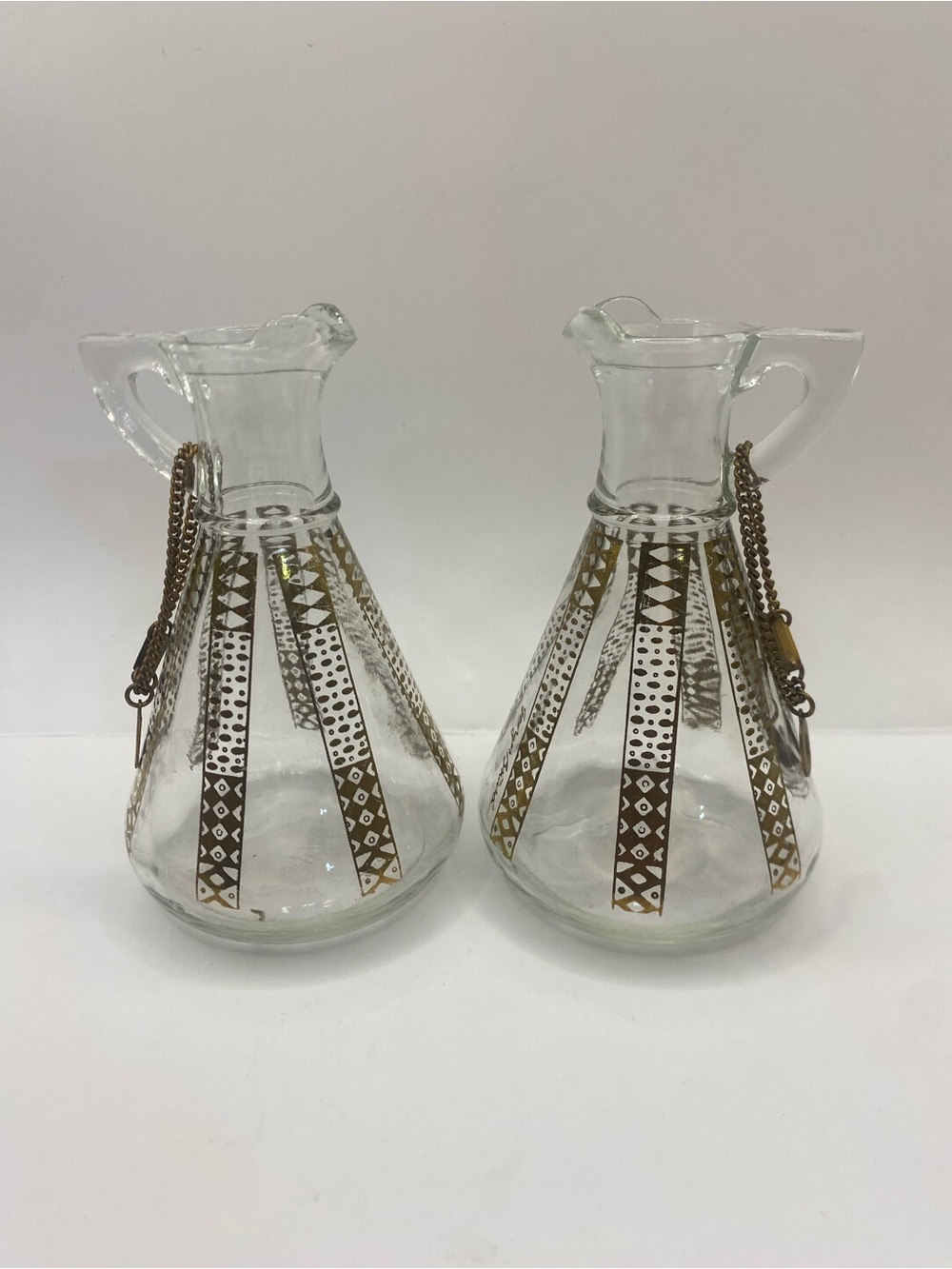 Vintage Signed Georges Briard by Hazel Atlas Gold Detail Oil & Vinegar Cruets